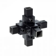 Kreuzstück für Stützrohr - vierkant schwarz 25x25mm